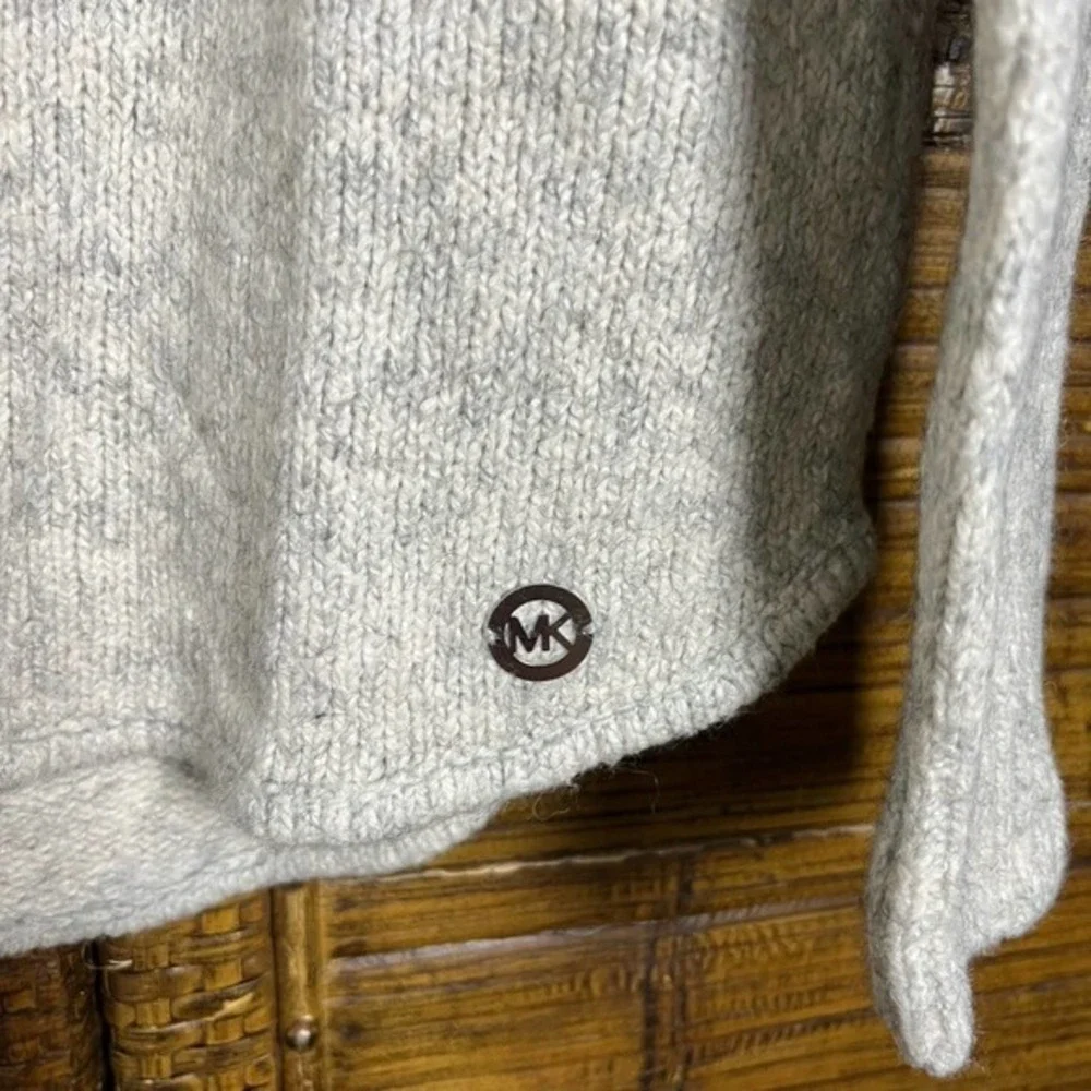 MICHAEL KORS Wool Chunky Knitted‎ Turtleneck Cream/Gray Sweater Women Pullover L